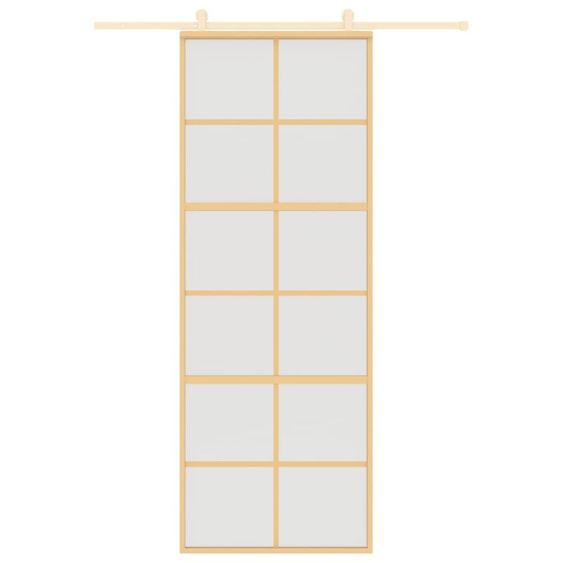 Casa si Gradina - Constructii - Usi interior, exterior si garaj - Usi garaj - Usa glisanta, auriu, 76x205 cm, sticla ESG mata si aluminiu - Infinity.ro