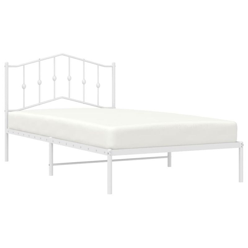 Casa si Gradina - Mobilier - Paturi si accesorii - Paturi - Cadru de pat din metal cu tablie, alb, 107x203 cm - Infinity.ro