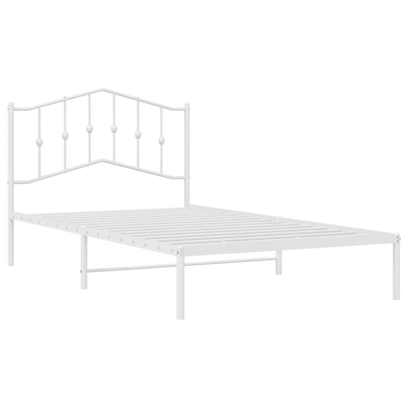 Casa si Gradina - Mobilier - Paturi si accesorii - Paturi - Cadru de pat din metal cu tablie, alb, 107x203 cm - Infinity.ro