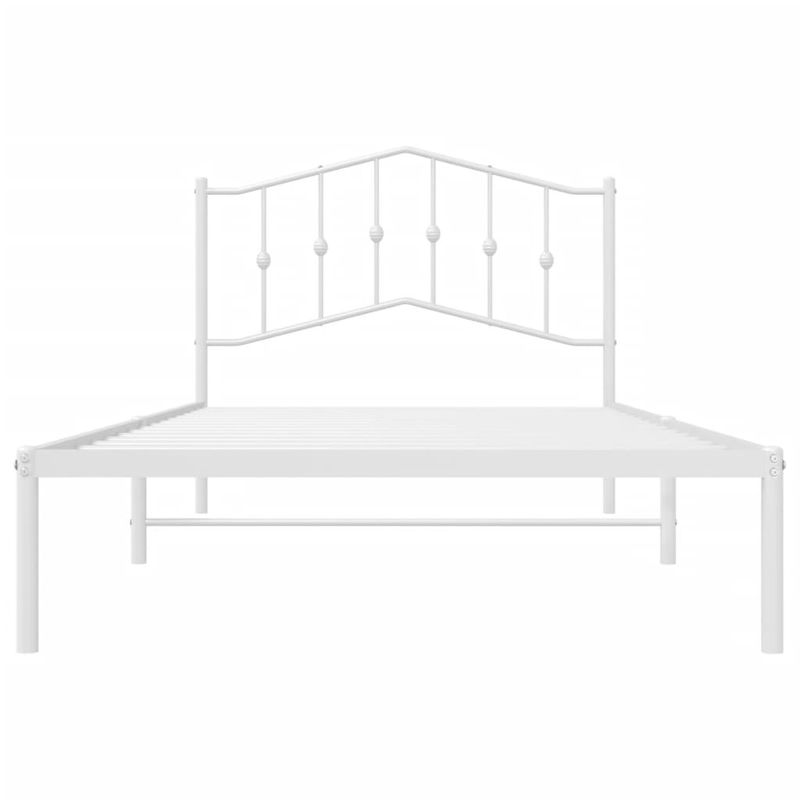 Casa si Gradina - Mobilier - Paturi si accesorii - Paturi - Cadru de pat din metal cu tablie, alb, 107x203 cm - Infinity.ro