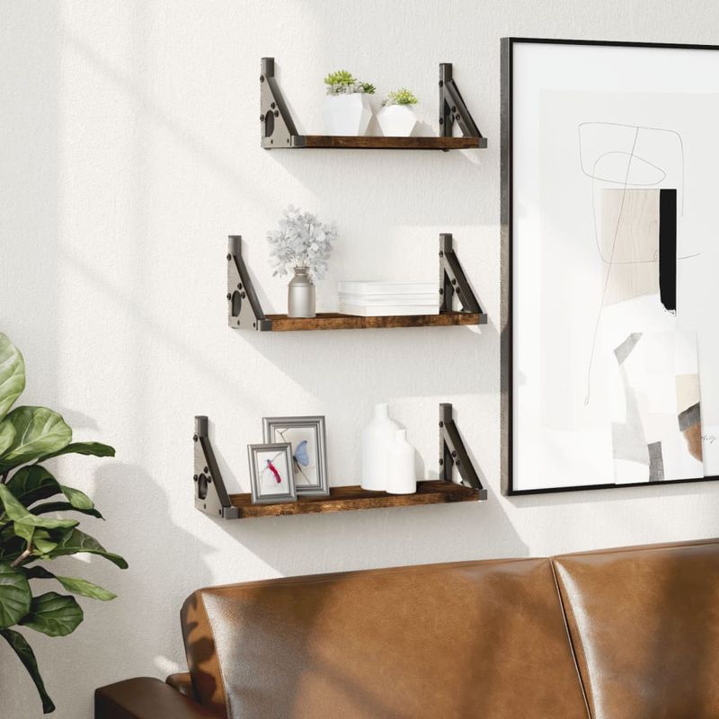 Casa si Gradina - Mobilier - Biblioteci si rafturi - Rafturi - Set rafturi de perete, 3 buc., stejar fumuriu, lemn - Infinity.ro