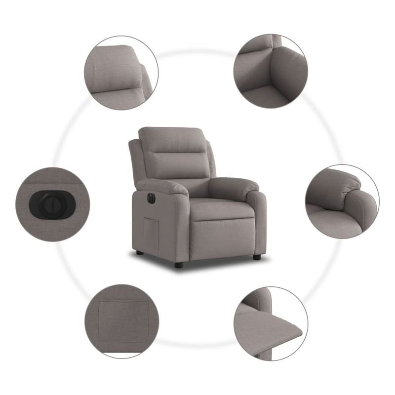 Casa si Gradina - Mobilier - Scaune si fotolii - Fotolii - Fotoliu rabatabil electric, gri taupe, material textil - Infinity.ro