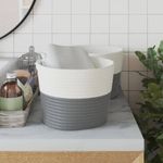 Casa si Gradina - Mobilier - Organizare si depozitare - Cutii depozitare - Cosuri de depozitare 2 buc. gri si alb Ø24x18 cm bumbac - Infinity.ro