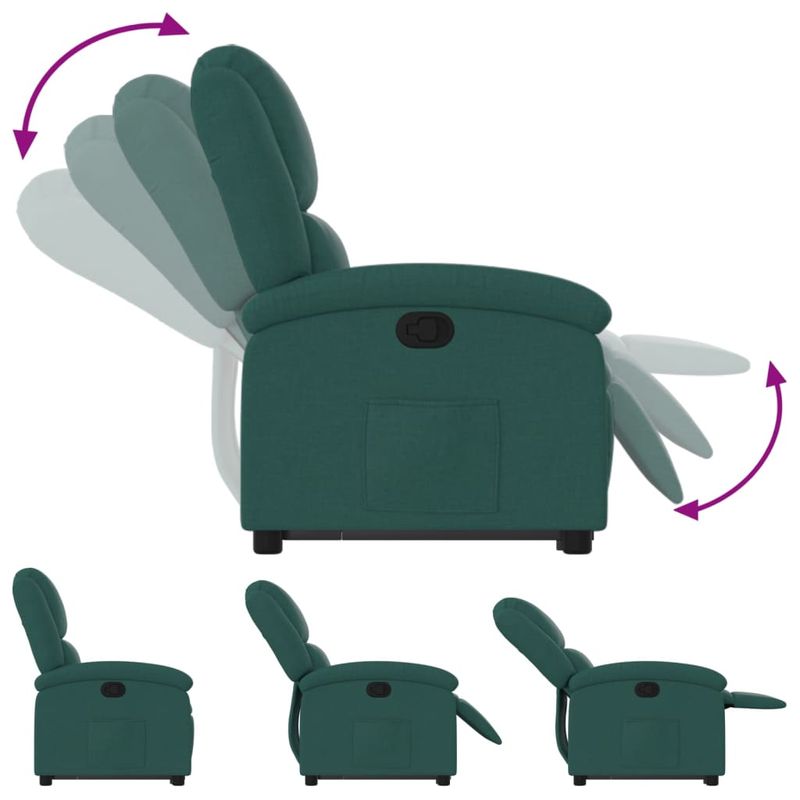 Casa si Gradina - Mobilier - Scaune si fotolii - Fotolii - Fotoliu rabatabil ridicare pe verticala, verde inchis, textil - Infinity.ro