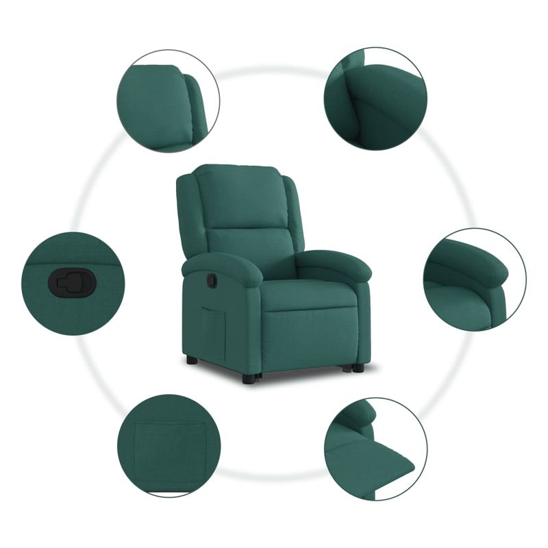 Casa si Gradina - Mobilier - Scaune si fotolii - Fotolii - Fotoliu rabatabil ridicare pe verticala, verde inchis, textil - Infinity.ro