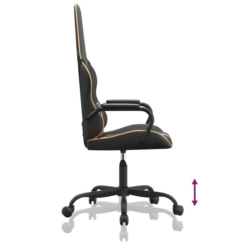 PC, gaming si accesorii - Gaming - Accesorii gaming - Scaune gaming - Scaun de gaming de masaj, negru si auriu, piele ecologica - Infinity.ro