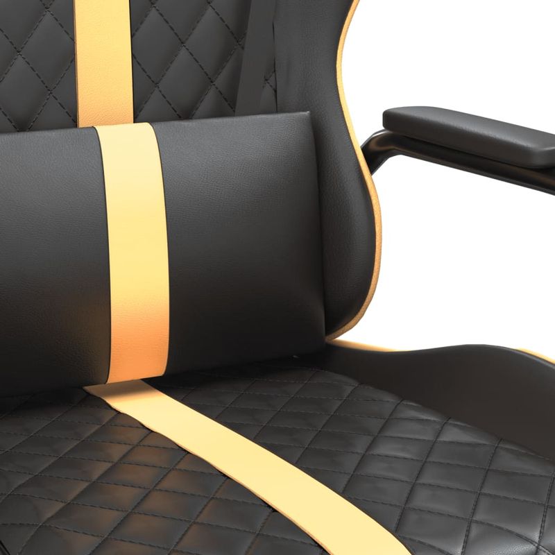 PC, gaming si accesorii - Gaming - Accesorii gaming - Scaune gaming - Scaun de gaming de masaj, negru si auriu, piele ecologica - Infinity.ro