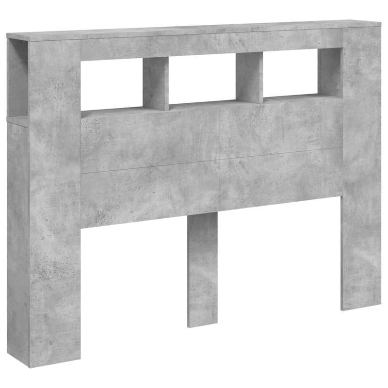 Casa si Gradina - Mobilier - Paturi si accesorii - Accesorii paturi - Tablie de pat cu LED, gri beton, 140x18,5x103,5 cm, lemn - Infinity.ro