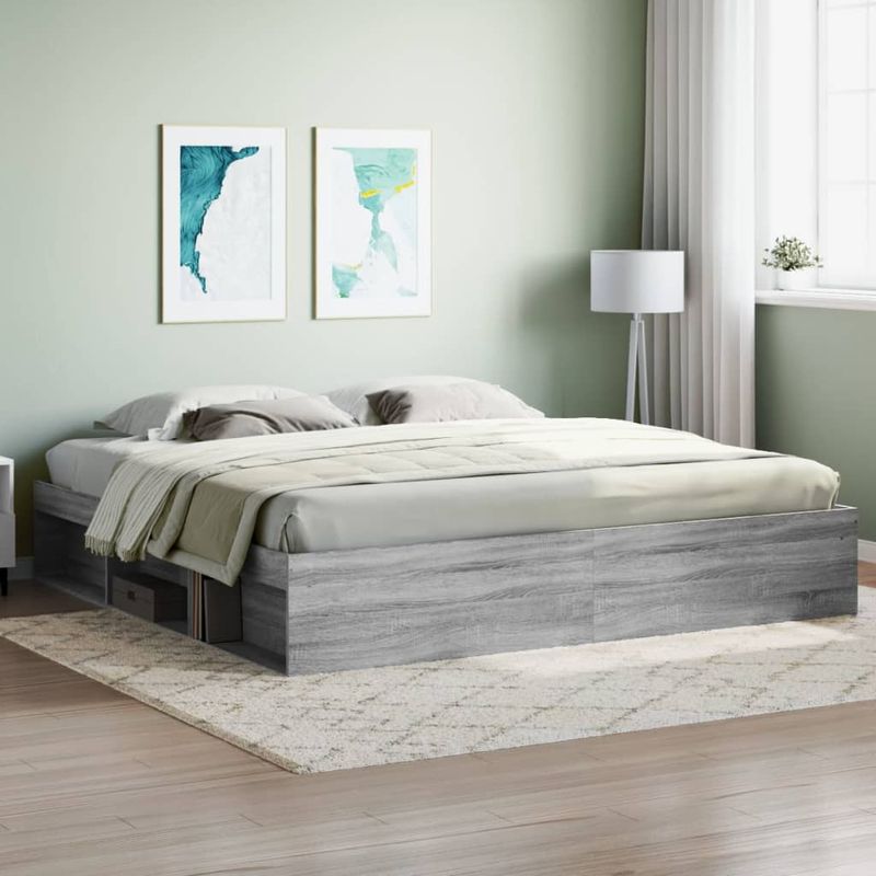 Casa si Gradina - Mobilier - Paturi si accesorii - Paturi - Cadru de pat, sonoma gri, 200x200 cm - Infinity.ro