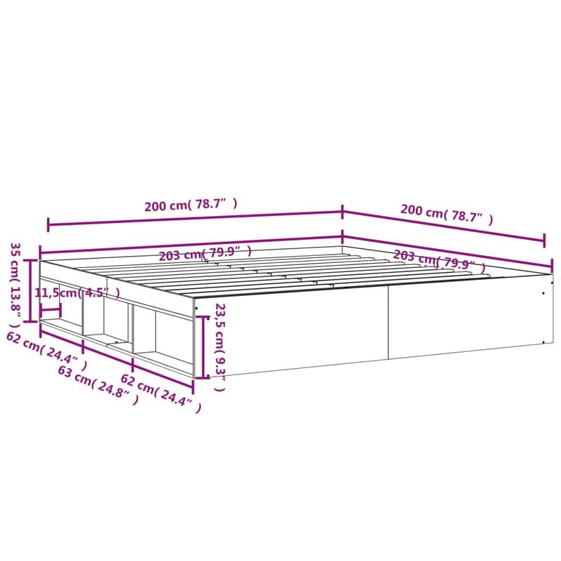 Casa si Gradina - Mobilier - Paturi si accesorii - Paturi - Cadru de pat, sonoma gri, 200x200 cm - Infinity.ro