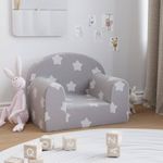 Casa si Gradina - Mobilier - Mobilier copii - Mobilier camera copiilor - Canapea pentru copii, gri deschis cu stele, plus moale - Infinity.ro
