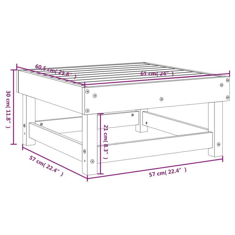 Casa si Gradina - Gradina si terasa - Mobilier exterior - Canapele si fotolii gradina - Taburet de gradina, lemn masiv de pin - Infinity.ro