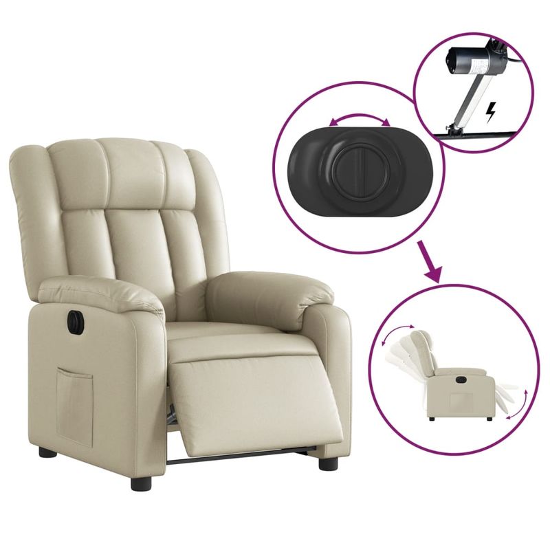 Casa si Gradina - Mobilier - Scaune si fotolii - Fotolii - Fotoliu rabatabil electric, crem, piele ecologica - Infinity.ro