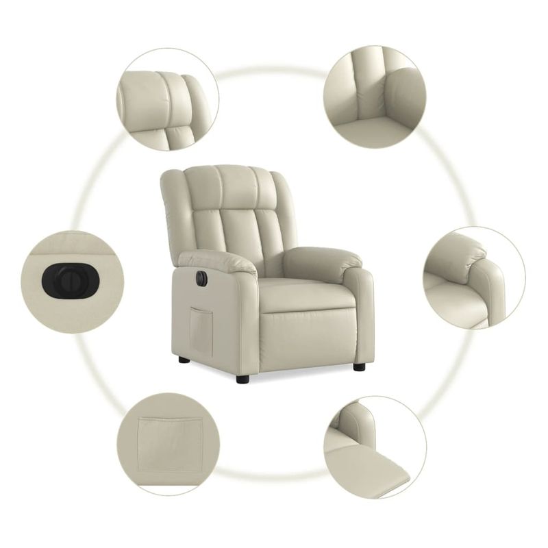 Casa si Gradina - Mobilier - Scaune si fotolii - Fotolii - Fotoliu rabatabil electric, crem, piele ecologica - Infinity.ro