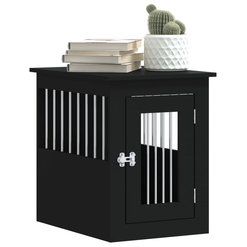 Petshop - Accesorii petshop - Culcusuri si custi - Custi interior si exterior - Mobilier tip lada pentru caini negru 45x62x59 cm lemn prelucrat - Infinity.ro