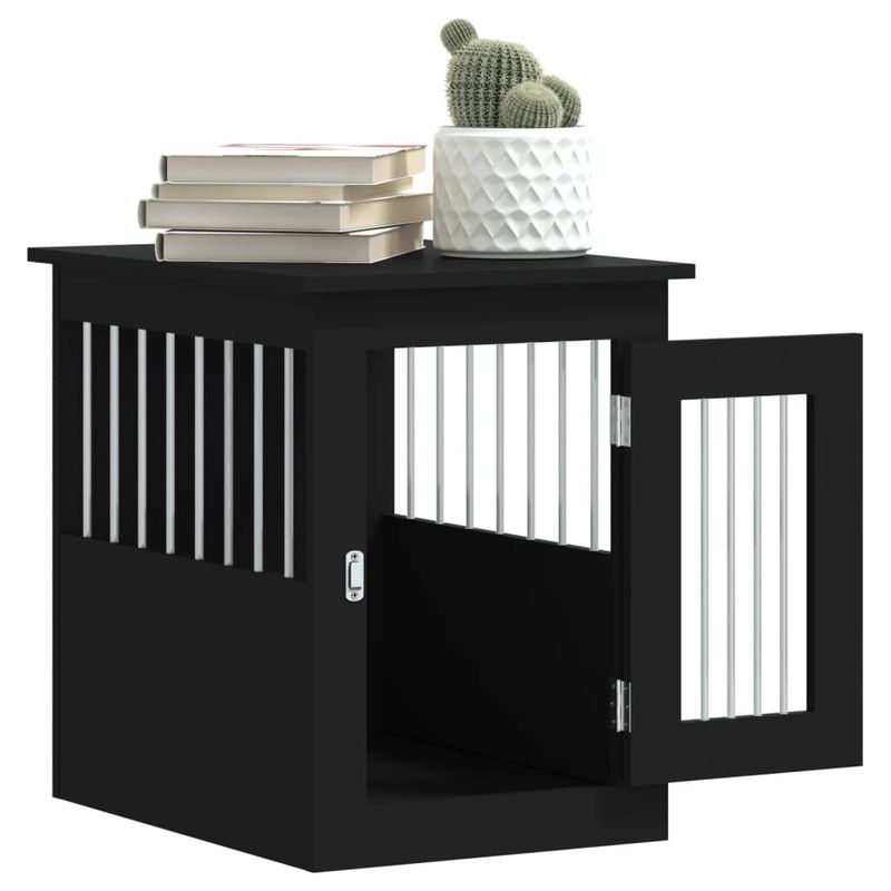Petshop - Accesorii petshop - Culcusuri si custi - Custi interior si exterior - Mobilier tip lada pentru caini negru 45x62x59 cm lemn prelucrat - Infinity.ro