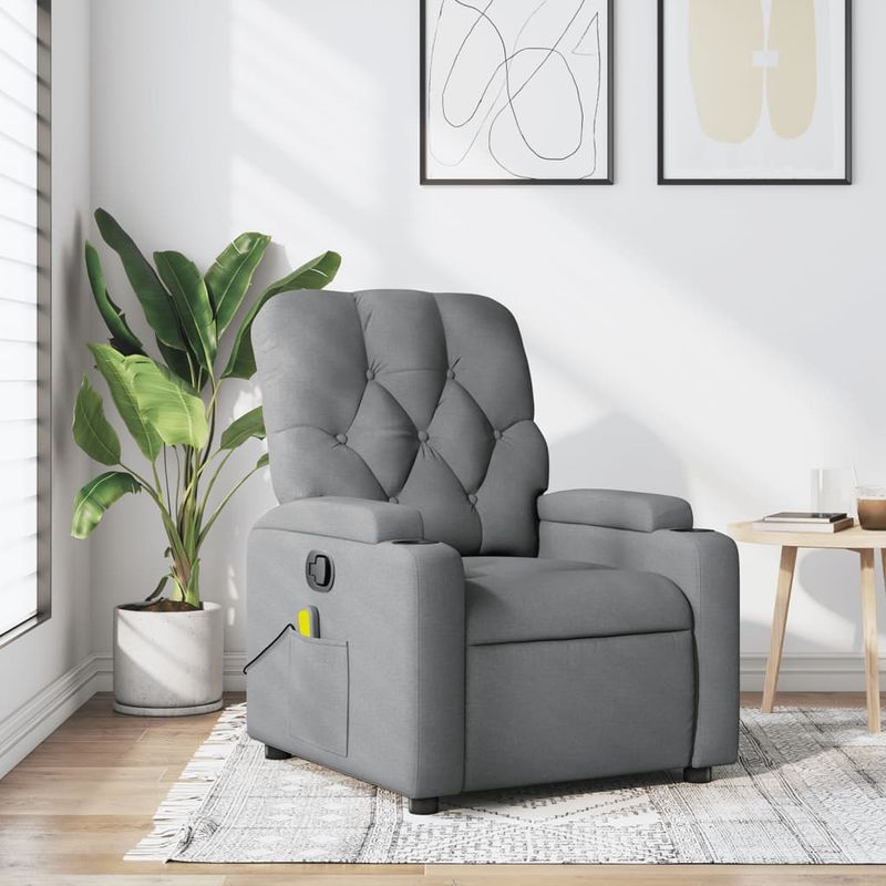 Ingrijire personala si Cosmetice - Sanatate si wellness - Articole wellness - Fotolii de masaj - Fotoliu de masaj rabatabil, gri deschis, textil - Infinity.ro