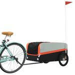 Sport si Outdoor - Ciclism - Accesorii pentru biciclete - Remorci biciclete - Remorca pentru biciclete, negru și portocaliu, 45 kg, fier, mărime 137x69x59 cm - Infinity.ro
