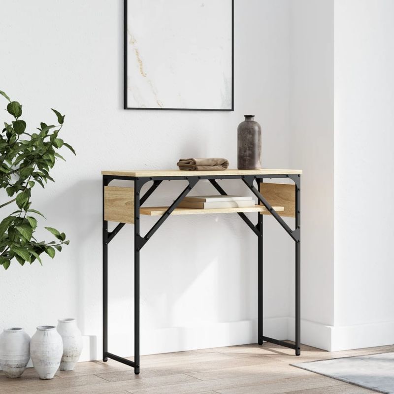 Casa si Gradina - Mobilier - Comode si corpuri - Console - Masuta consola cu raft stejar sonoma 75x30x75 cm lemn prelucrat - Infinity.ro