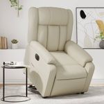 Casa si Gradina - Mobilier - Scaune si fotolii - Fotolii - Fotoliu rabatabil electric cu ridicare, crem, piele ecologica - Infinity.ro