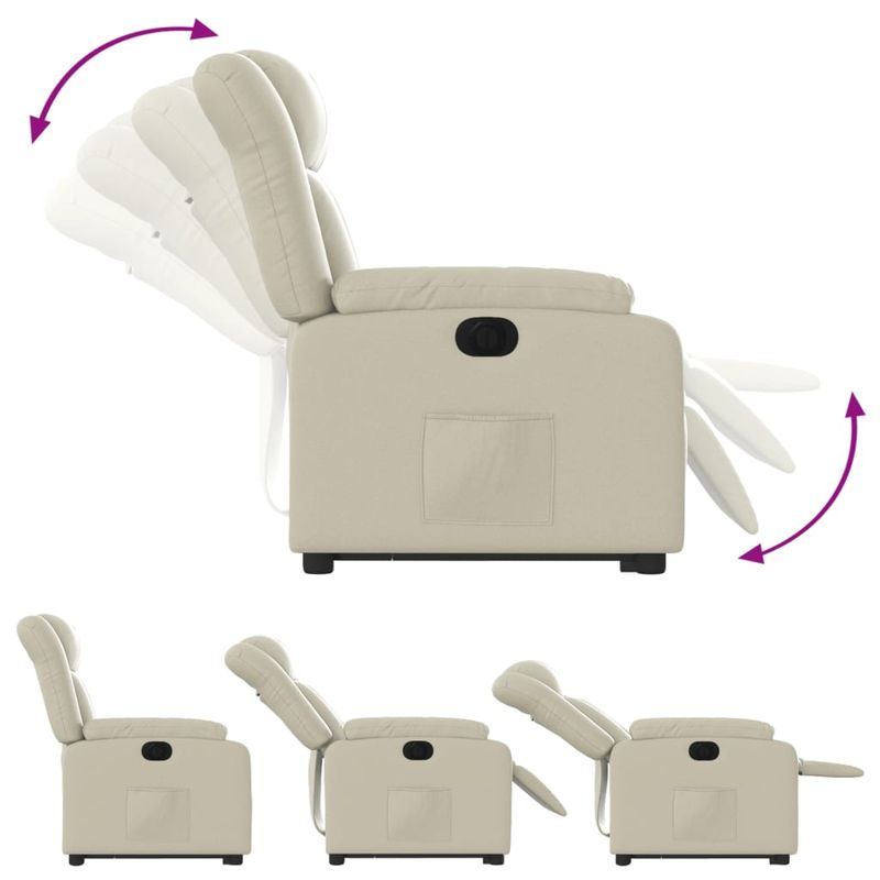 Casa si Gradina - Mobilier - Scaune si fotolii - Fotolii - Fotoliu rabatabil electric cu ridicare, crem, piele ecologica - Infinity.ro