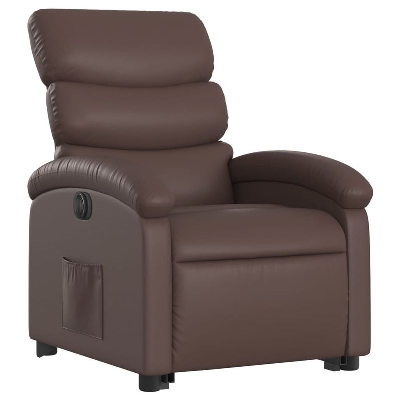 Casa si Gradina - Mobilier - Scaune si fotolii - Fotolii - Fotoliu rabatabil electric cu ridicare, maro, piele ecologica - Infinity.ro