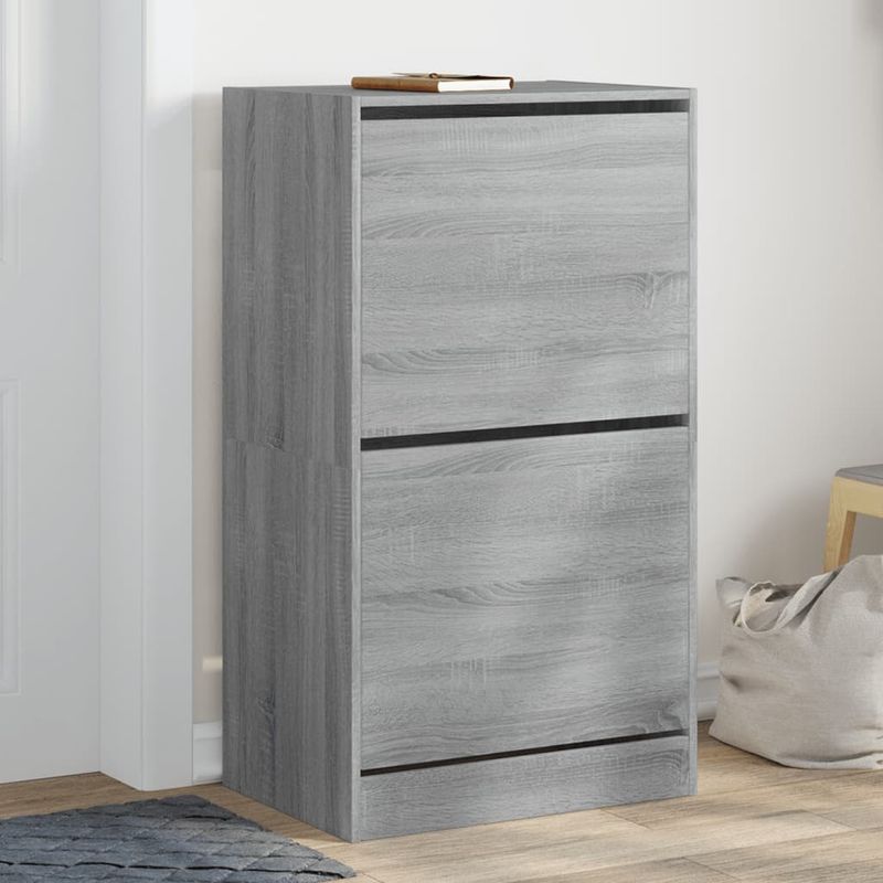 Casa si Gradina - Mobilier - Organizare si depozitare - Organizator incaltaminte - Pantofar cu 2 sertare rabatabile, gri sonoma, 60x42x108 cm - Infinity.ro