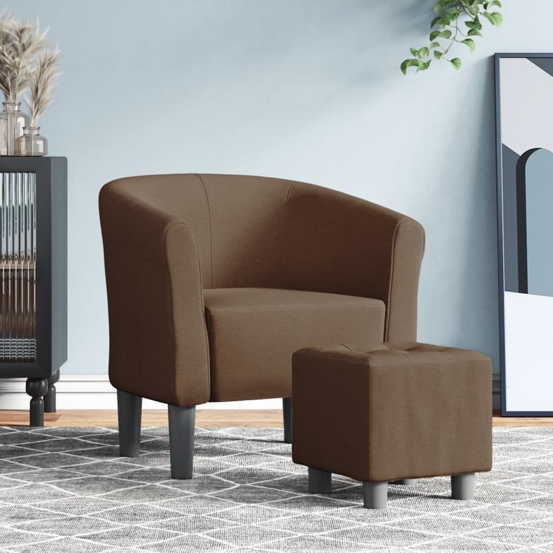 Casa si Gradina - Mobilier - Scaune si fotolii - Fotolii - Fotoliu tip cuva cu taburet, maro, material textil - Infinity.ro