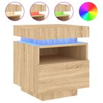Casa si Gradina - Mobilier - Comode si corpuri - Noptiere - Noptiera cu lumini LED, stejar sonoma, 40x39x48,5 cm - Infinity.ro