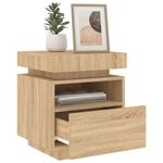 Casa si Gradina - Mobilier - Comode si corpuri - Noptiere - Noptiera cu lumini LED, stejar sonoma, 40x39x48,5 cm - Infinity.ro