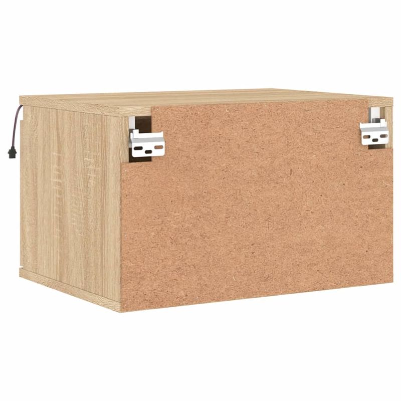 Casa si Gradina - Mobilier - Comode si corpuri - Noptiere - Noptiera montata pe perete cu lumini LED, stejar sonoma - Infinity.ro