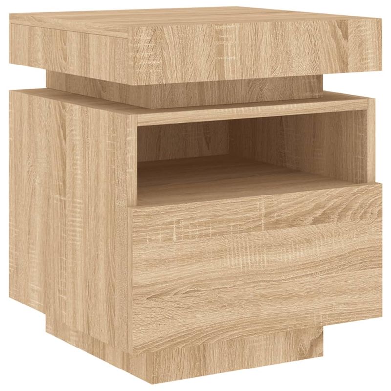 Casa si Gradina - Mobilier - Comode si corpuri - Noptiere - Noptiera cu lumini LED, stejar sonoma, 40x39x48,5 cm - Infinity.ro