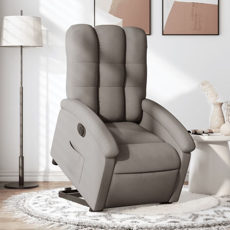 Casa si Gradina - Mobilier - Scaune si fotolii - Fotolii - Fotoliu electric rabatabil cu ridicare, gri taupe, textil - Infinity.ro