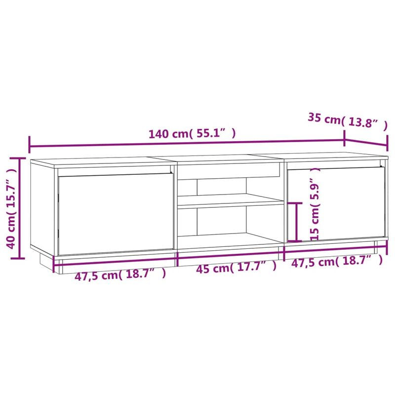 Casa si Gradina - Mobilier - Comode si corpuri - Comode - Comoda TV, alb, 140x35x40 cm, lemn masiv de pin - Infinity.ro