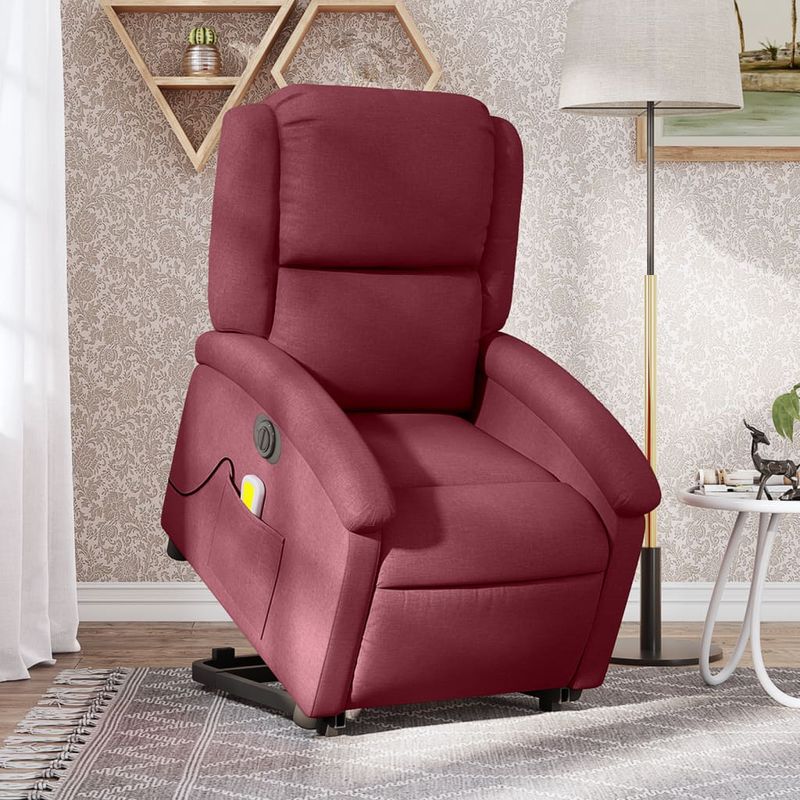 Ingrijire personala si Cosmetice - Sanatate si wellness - Articole wellness - Fotolii de masaj - Fotoliu de masaj electric rabatabil cu ridicare rosu vin textil - Infinity.ro