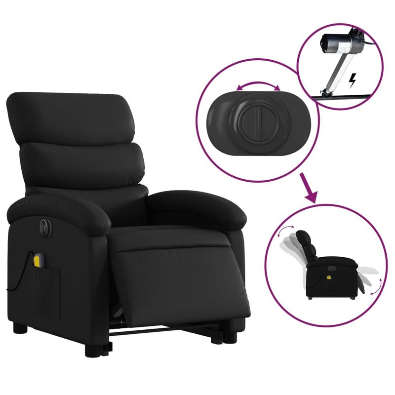 Ingrijire personala si Cosmetice - Sanatate si wellness - Articole wellness - Fotolii de masaj - Fotoliu electric masaj rabatabil cu ridicare, negru - Infinity.ro