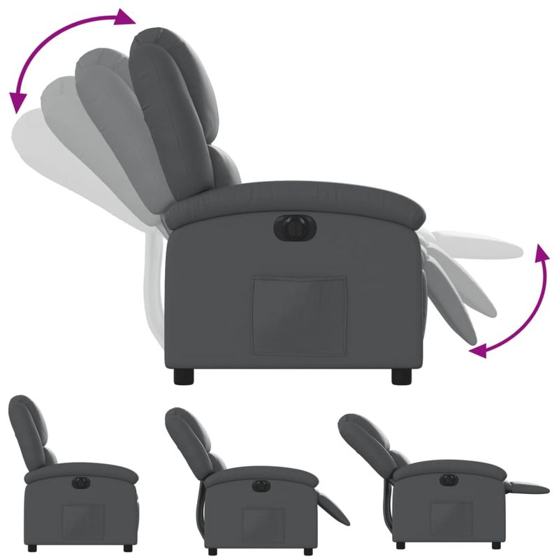 Casa si Gradina - Mobilier - Scaune si fotolii - Fotolii - Fotoliu rabatabil electric, gri, piele ecologica - Infinity.ro