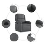Casa si Gradina - Mobilier - Scaune si fotolii - Fotolii - Fotoliu rabatabil electric, gri, piele ecologica - Infinity.ro