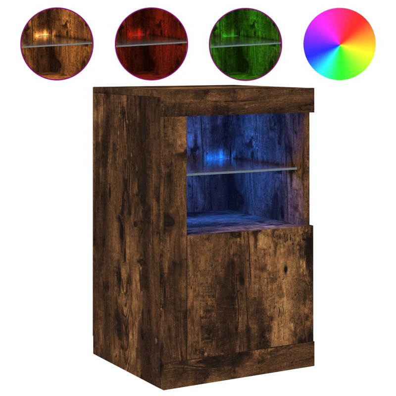 Casa si Gradina - Mobilier - Dulapuri si sifoniere - Dulapuri - Dulap lateral cu lumini LED, stejar fumuriu, lemn prelucrat - Infinity.ro