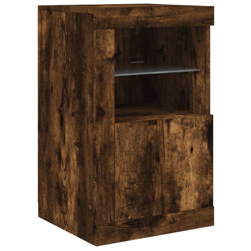 Casa si Gradina - Mobilier - Dulapuri si sifoniere - Dulapuri - Dulap lateral cu lumini LED, stejar fumuriu, lemn prelucrat - Infinity.ro