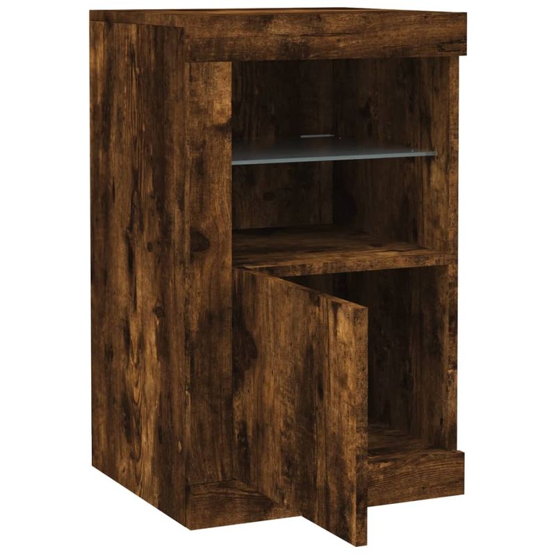 Casa si Gradina - Mobilier - Dulapuri si sifoniere - Dulapuri - Dulap lateral cu lumini LED, stejar fumuriu, lemn prelucrat - Infinity.ro