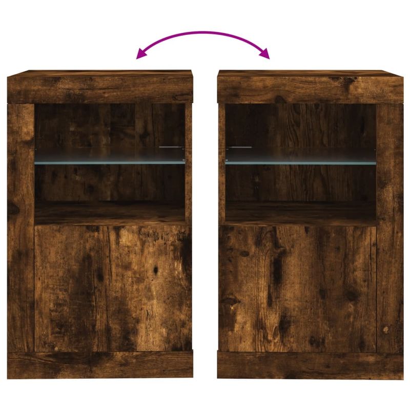 Casa si Gradina - Mobilier - Dulapuri si sifoniere - Dulapuri - Dulap lateral cu lumini LED, stejar fumuriu, lemn prelucrat - Infinity.ro