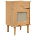 Casa si Gradina - Mobilier - Comode si corpuri - Noptiere - Noptiera SENJA, aspect ratan maro, 40x35x65 cm, lemn masiv pin - Infinity.ro