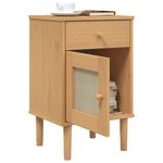 Casa si Gradina - Mobilier - Comode si corpuri - Noptiere - Noptiera SENJA, aspect ratan maro, 40x35x65 cm, lemn masiv pin - Infinity.ro