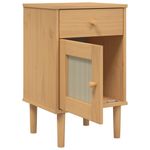Casa si Gradina - Mobilier - Comode si corpuri - Noptiere - Noptiera SENJA, aspect ratan maro, 40x35x65 cm, lemn masiv pin - Infinity.ro