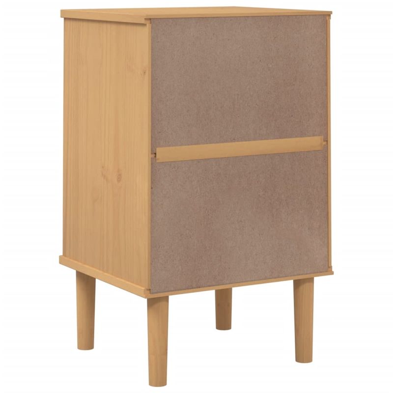 Casa si Gradina - Mobilier - Comode si corpuri - Noptiere - Noptiera SENJA, aspect ratan maro, 40x35x65 cm, lemn masiv pin - Infinity.ro