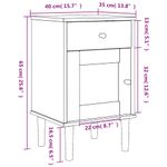 Casa si Gradina - Mobilier - Comode si corpuri - Noptiere - Noptiera SENJA, aspect ratan maro, 40x35x65 cm, lemn masiv pin - Infinity.ro