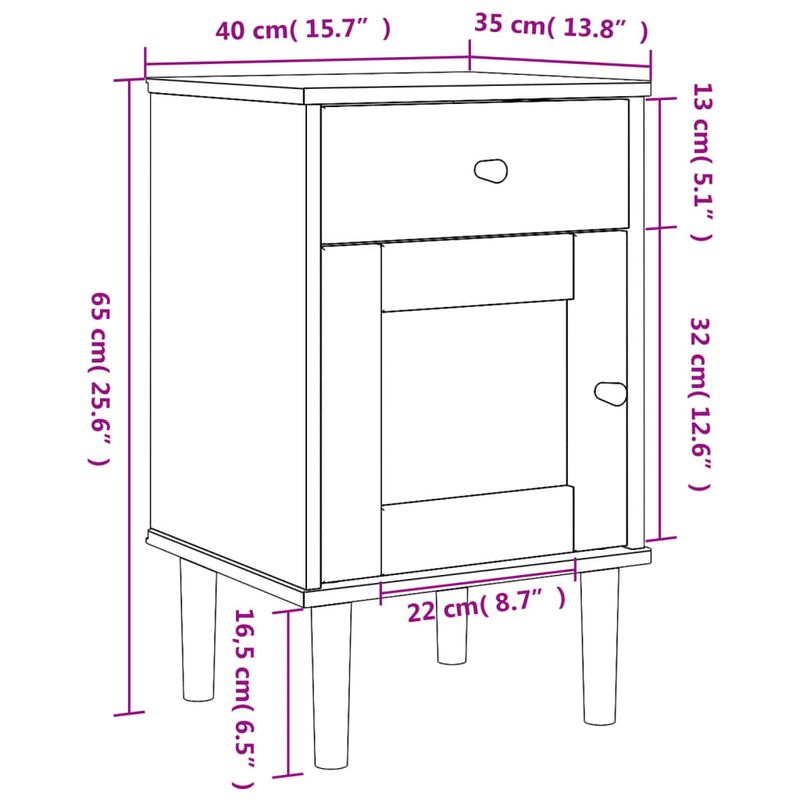 Casa si Gradina - Mobilier - Comode si corpuri - Noptiere - Noptiera SENJA, aspect ratan maro, 40x35x65 cm, lemn masiv pin - Infinity.ro