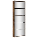 Casa si Gradina - Mobilier - Organizare si depozitare - Organizator incaltaminte - Pantofar cu oglinda, 5 niveluri, stejar fumuriu, 63x17x169,5 cm - Infinity.ro