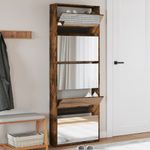 Casa si Gradina - Mobilier - Organizare si depozitare - Organizator incaltaminte - Pantofar cu oglinda, 5 niveluri, stejar fumuriu, 63x17x169,5 cm - Infinity.ro